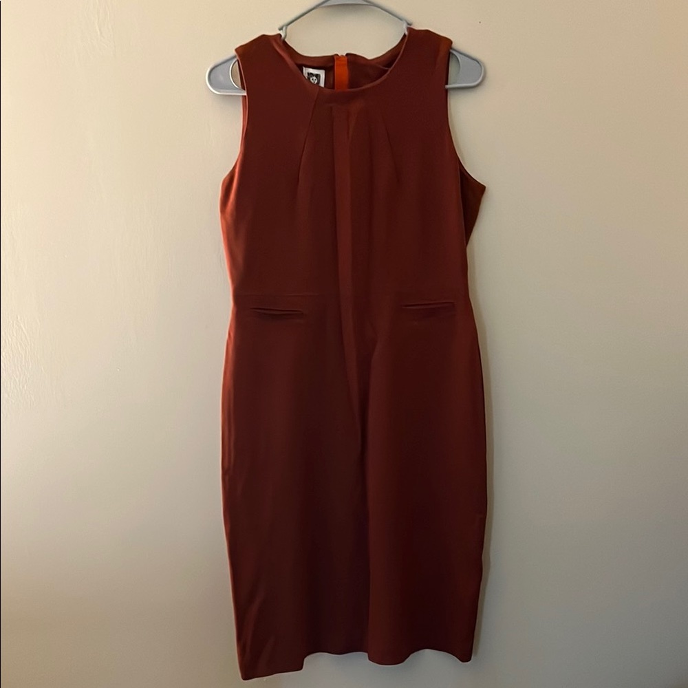 Anne Klein Rust Colored Sleeveless Sheath Midi Dress